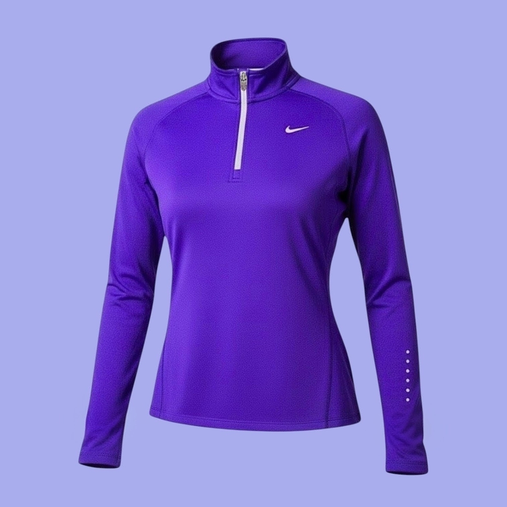 🚺 M US — Nike Dri-fit Quarter-Zip Long Sleeve Running Top [PURPLE]
